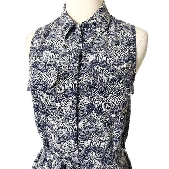 Equipment Tegan Print Silk Shirt Midi Dress in Blue Size Small - Picture 2 of 6
